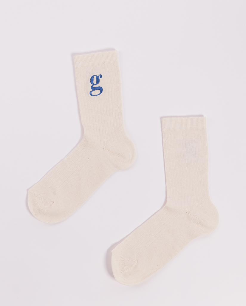 Chaussettes monogramme blanche