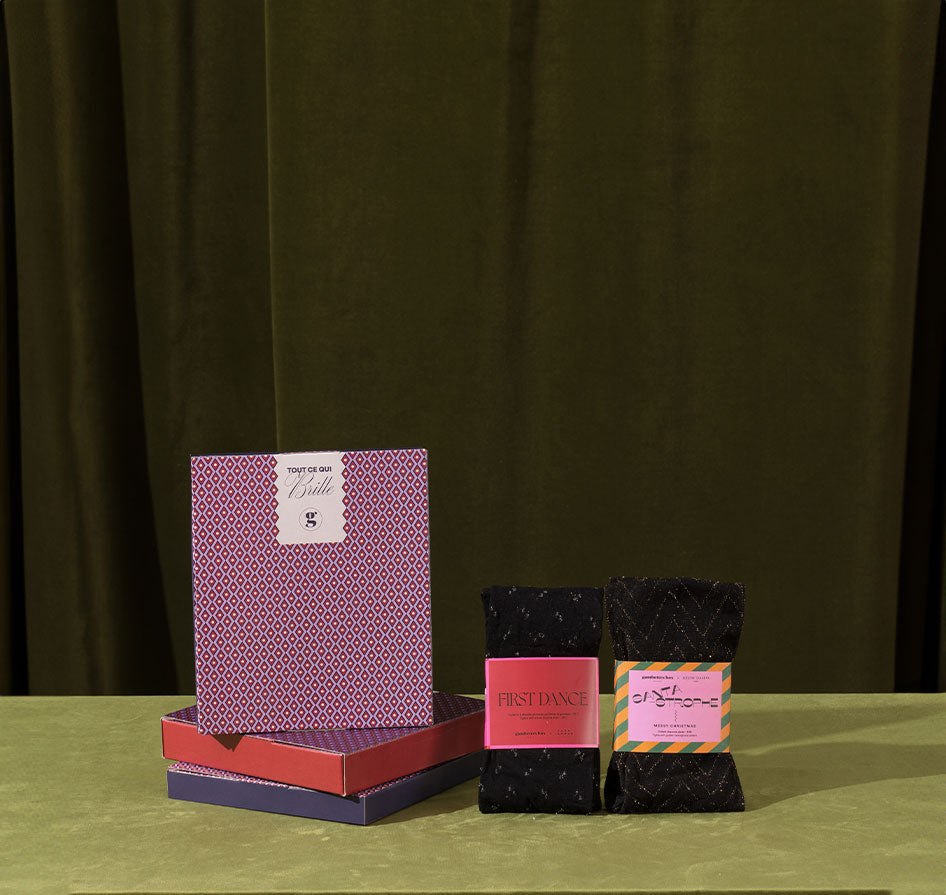 Gambettes Box – Le Coffret Paillettes, 2 collants Gambettes Box – Le Coffret Paillettes, 2 collants