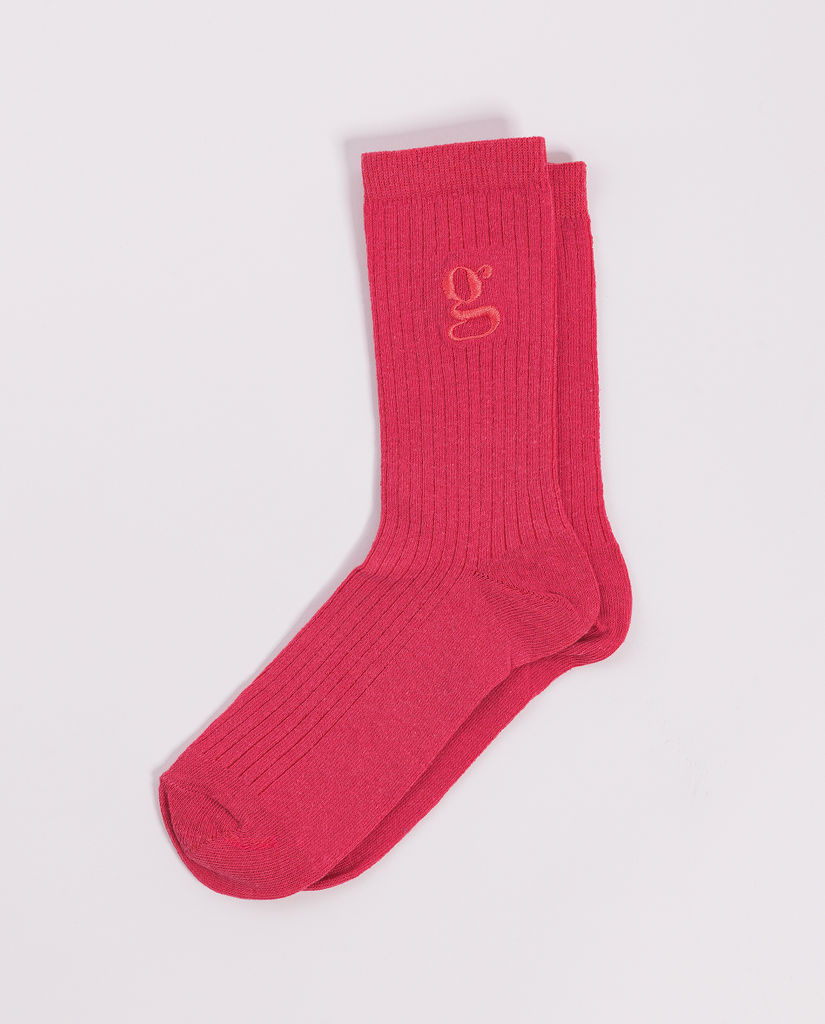 Chaussettes rose fushia monogramme
