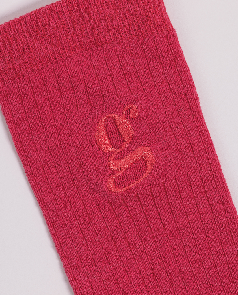 Chaussettes rose fushia monogramme